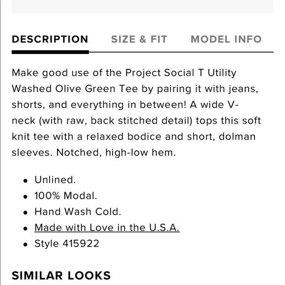 Project Social T Utility Washed Olive Green Tee - Picture 5 of 6